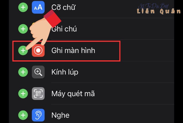 Chọn ghi màn hình rồi nhấp vào dấu cộng