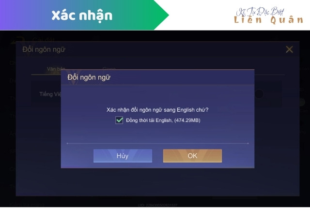 Xác nhận đổi ngôn ngữ